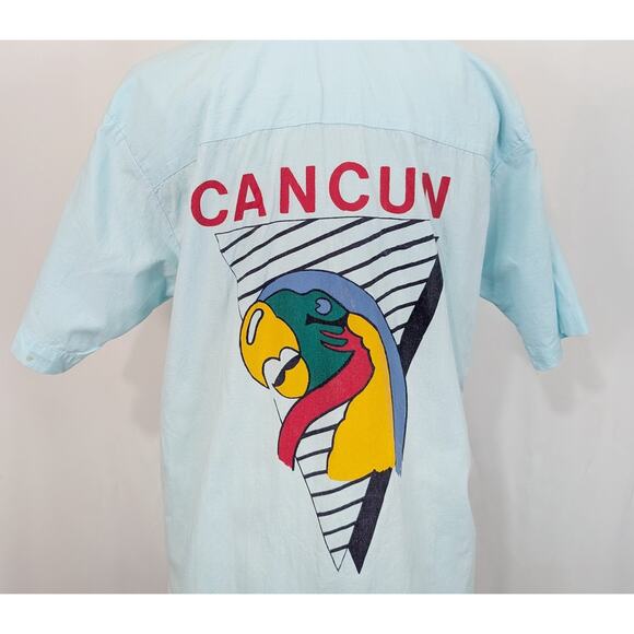 Vintage 90s Shirt Aqua Cancun Mexico Parrot Vacation Men's Size S Loritos - Picture 5 of 8